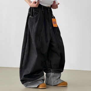 denim unisex fade pants roll banding non balloon