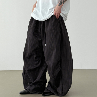 stripe denim balloon banding pants (unisex)