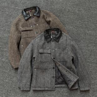 【轻奢系列纯羊毛翻皮领鹅绒】冬季新款90白鹅绒老钱羽绒外套夹克