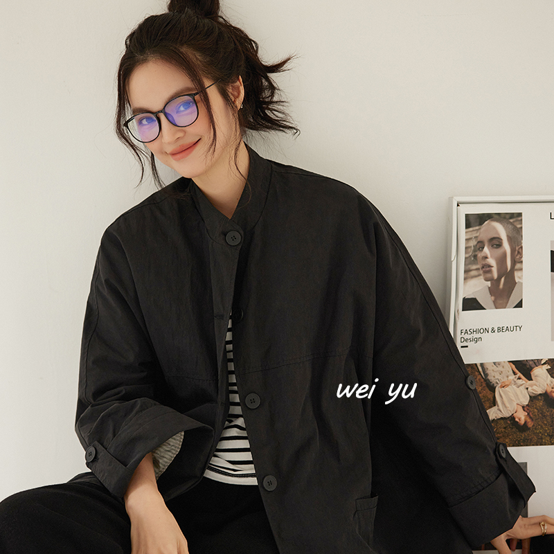 薇语大码女装棉服文艺休闲小立领短款外套女2025秋冬新款宽松夹克
