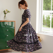 复古遮肚连衣裙 温柔风裙子2025夏新款 女装 洋气减龄法式 薇语大码