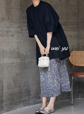 薇语大码女装高级感亮片半身裙2026夏新款胖mm显瘦亮闪闪宽松裙子