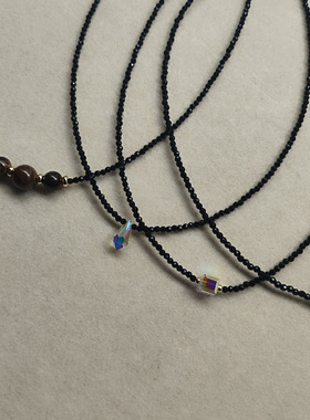 锆石黑晶水晶项链短链韩娜淑颈链
