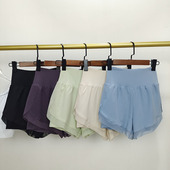 高腰透气跑步健身三分裤 新款 薄款 女宽松防走光夏季 假两件运动短裤