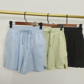 夏 跑步跳操抽绳四分裤 带口袋速干运动短裤 女高腰显瘦健身休闲夏季