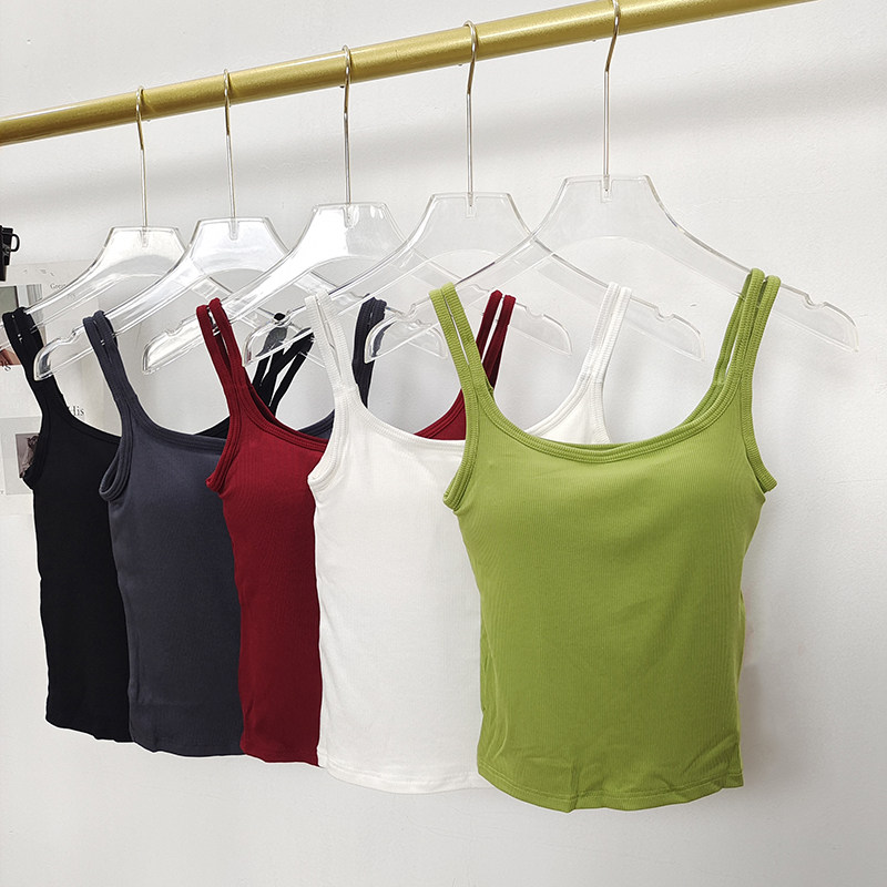 甜辣风上衣红色背心双肩带女带胸垫一体U型吊带夏季修身瑜伽美背,运动服/休闲服装,运动背心,淘宝优惠券,粉丝福利购,淘宝优惠卷