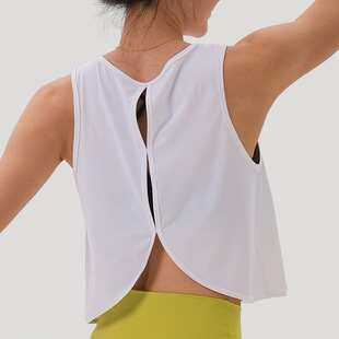 宽松速干罩衫丝滑瑜伽上衣 外搭跑步运动背心女缕空美背健身服夏