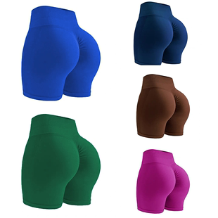 女高腰翘臀收腹弹力透气速干运动骑行瑜伽短裤 欧美爆款 蜜桃健身裤