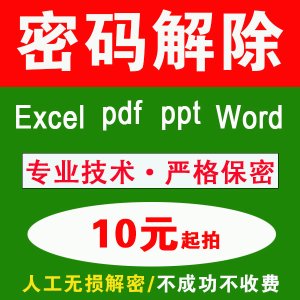 wps文件excel表格word文档pdf密码解除zip/rar压缩包解密编辑权限