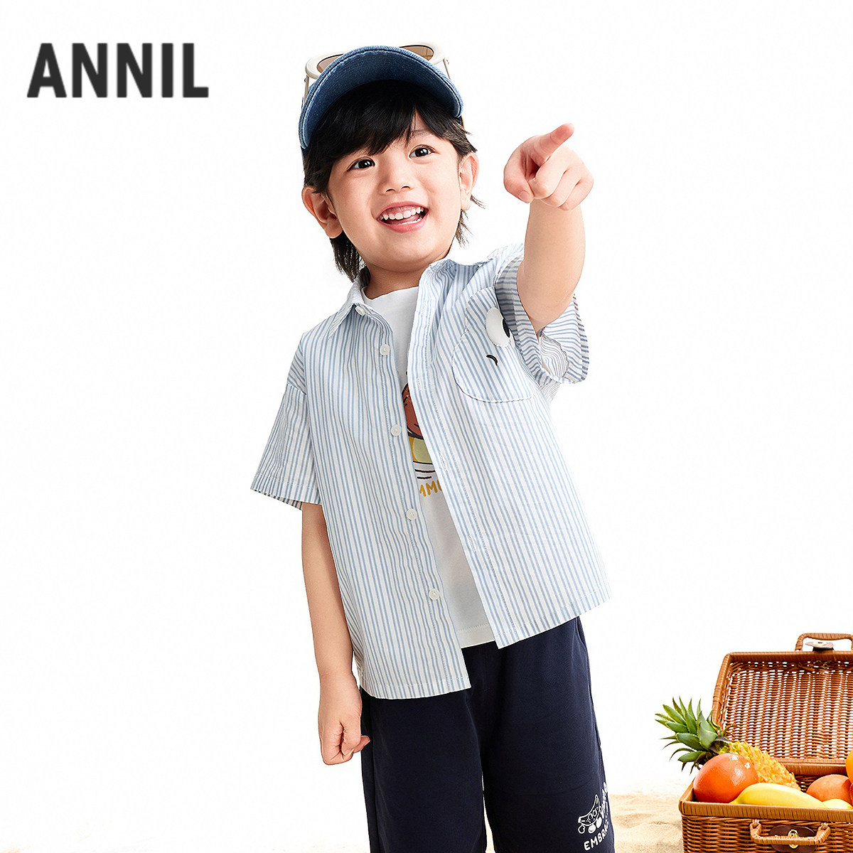 Annil/安奈儿梭织休闲夏季尖领