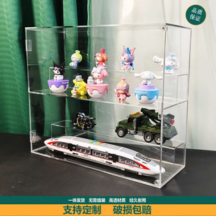 透明阶梯盲盒收纳盒公仔泡泡玛特玩偶陈列柜带门亚克力手办展示架