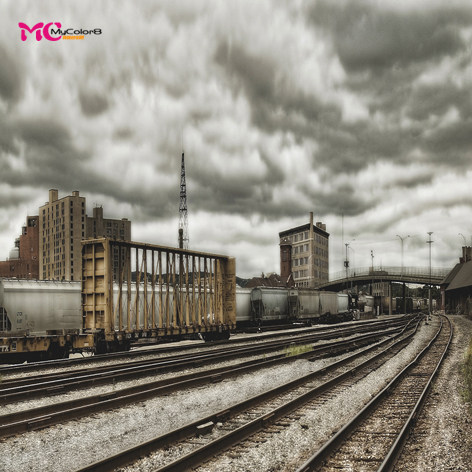 mycolor8 婚纱 影楼摄影背景  火车 轨道 背景素材图片14-054