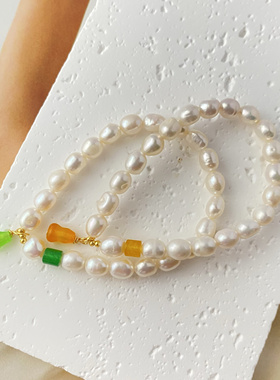 天然淡水珍珠干青手串中式米珠手链典雅清新女
