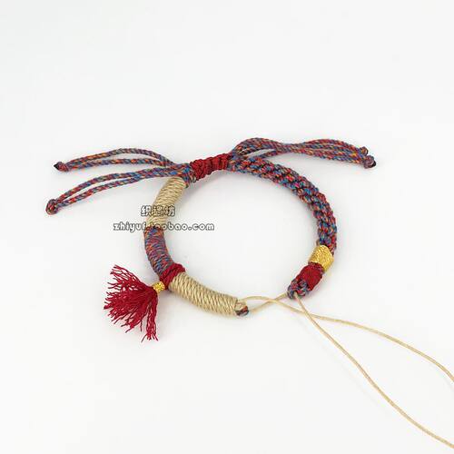 藏式手搓棉手绳半成品可穿3D硬金蜜蜡转运珠玉吊坠幸运链手工情侣