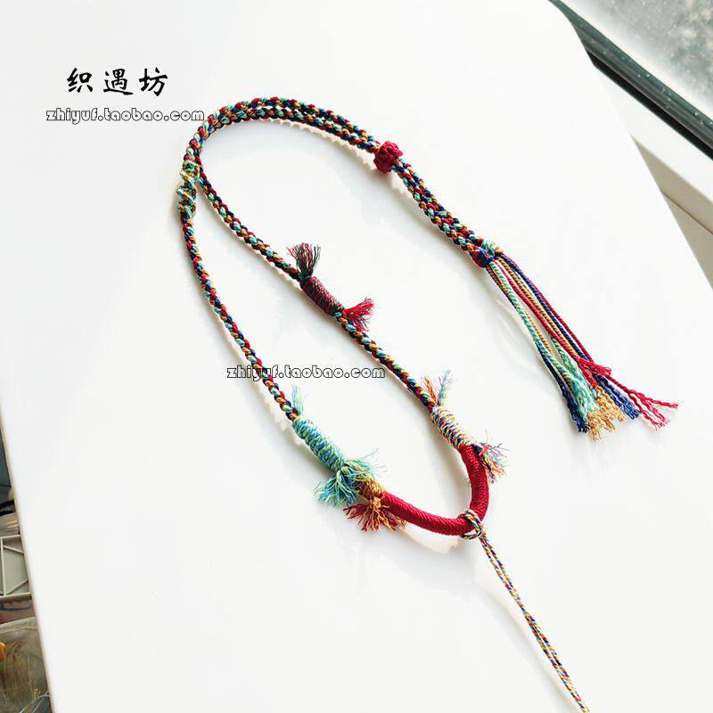 手作新款纯手工编织项链绳吊坠蜜蜡翡翠平安扣八股结凤尾结毛衣链