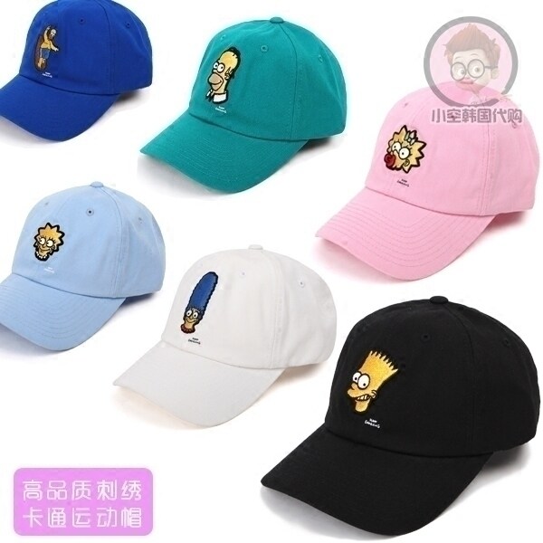 barrel韩国正品时尚百搭辛普森卡通刺绣棒球鸭舌帽男女情侣17夏新