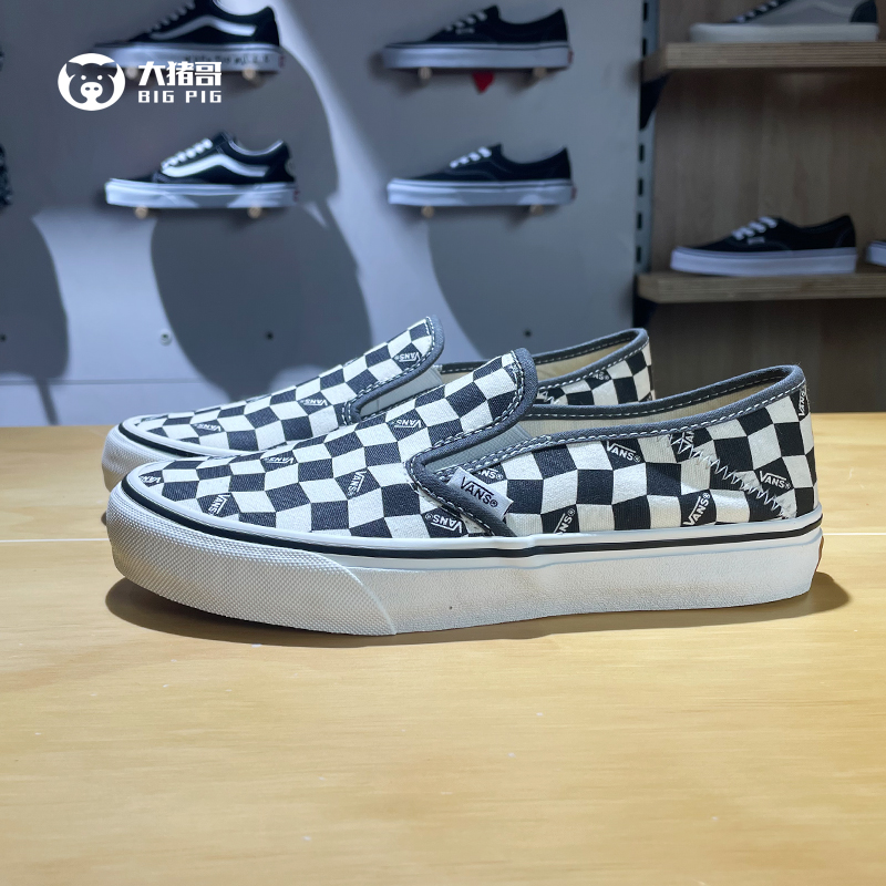 Vans范斯SLIP-ON黑白字母棋盘格一脚蹬男女低帮帆布鞋VN0A4BX81KP 运动鞋new 板鞋 原图主图