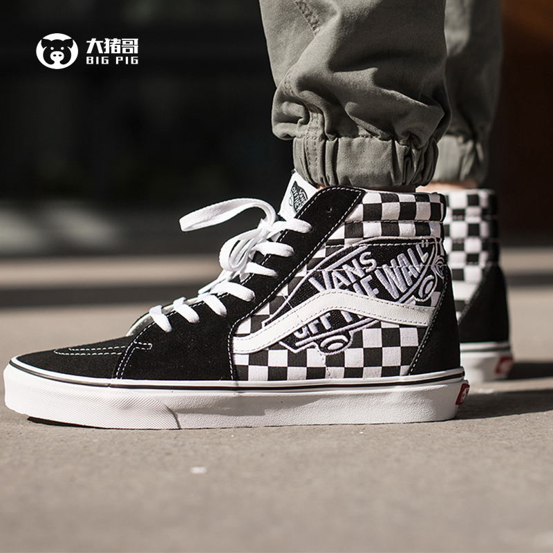 Vans 范斯SK8-HI印花LOGO黑色男女款防滑耐磨高帮板鞋VN0A38GEUPV