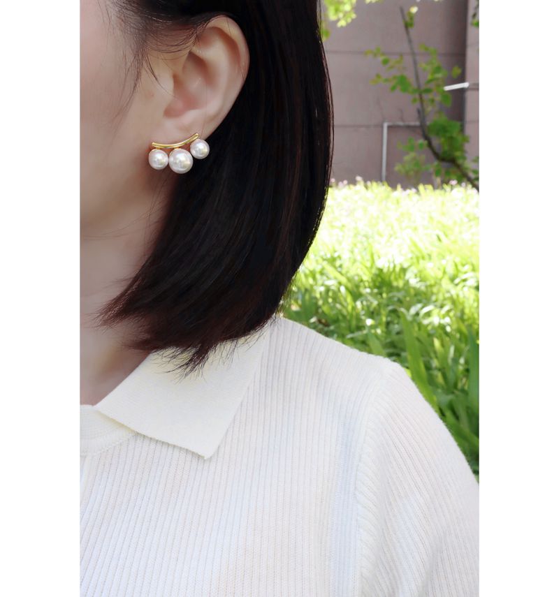 日系仿珍珠银针耳钉耳饰