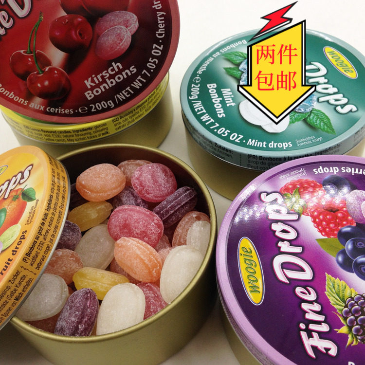 德国进口零食woogie综合水果味糖果柠檬樱桃味硬糖休闲送礼物喜糖