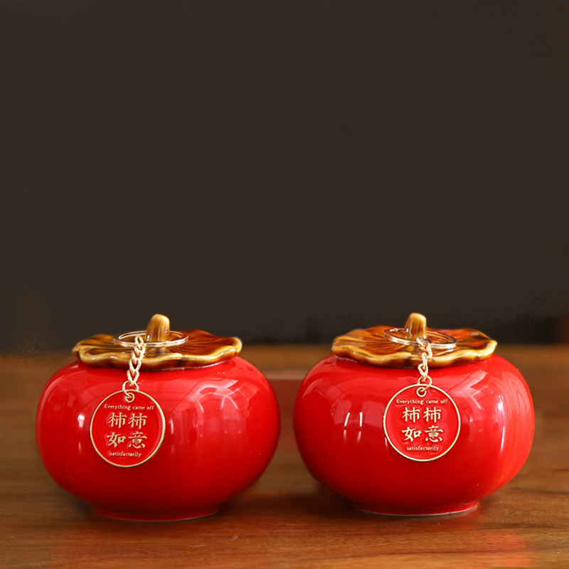 乔迁之喜装饰品柿子摆件新居入宅礼品结婚礼物柿柿如意茶叶喜糖罐,家居饰品,装饰摆件,淘宝优惠券,粉丝福利购,淘宝优惠卷