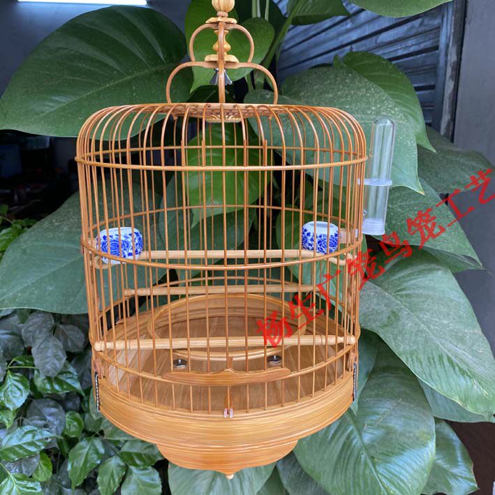 绣眼鸟笼南笼广笼广式清远竹制金青小黑白老竹水滴脚波笼白燕笼子