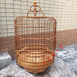 清远 鸟雕花老竹笼子 五波脚 广式 绣眼广笼 养笼 金青 竹制 黑白