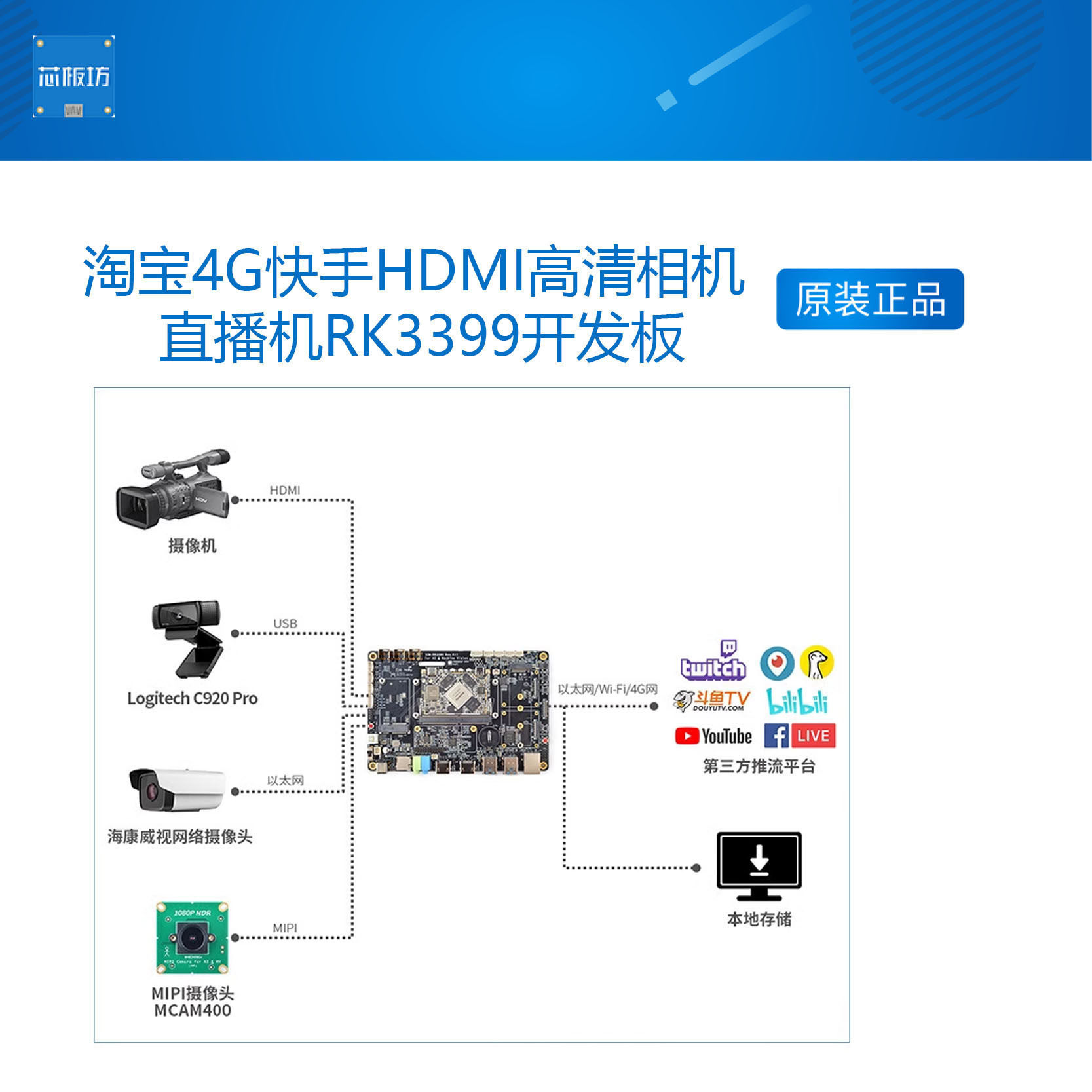 安卓Android 10抖音 淘宝4G快手HDMI高清相机 直播机RK3399开发板