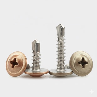 410不锈钢香槟色大扁头华司钻尾自攻螺丝玫瑰金圆头带垫燕尾丝