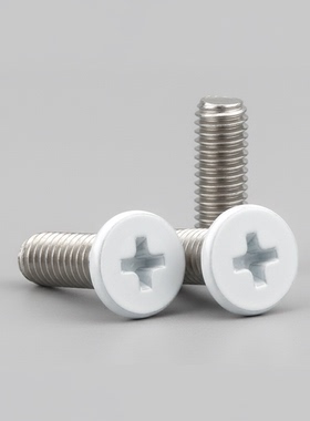 304不锈钢十字扁平头机螺丝cm头部白色烤漆平头螺钉M3M4M5M6