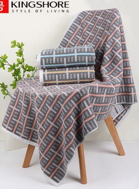 【新品】金号新疆棉条纹格子成人大浴巾澡巾纯棉正品礼盒定制0293