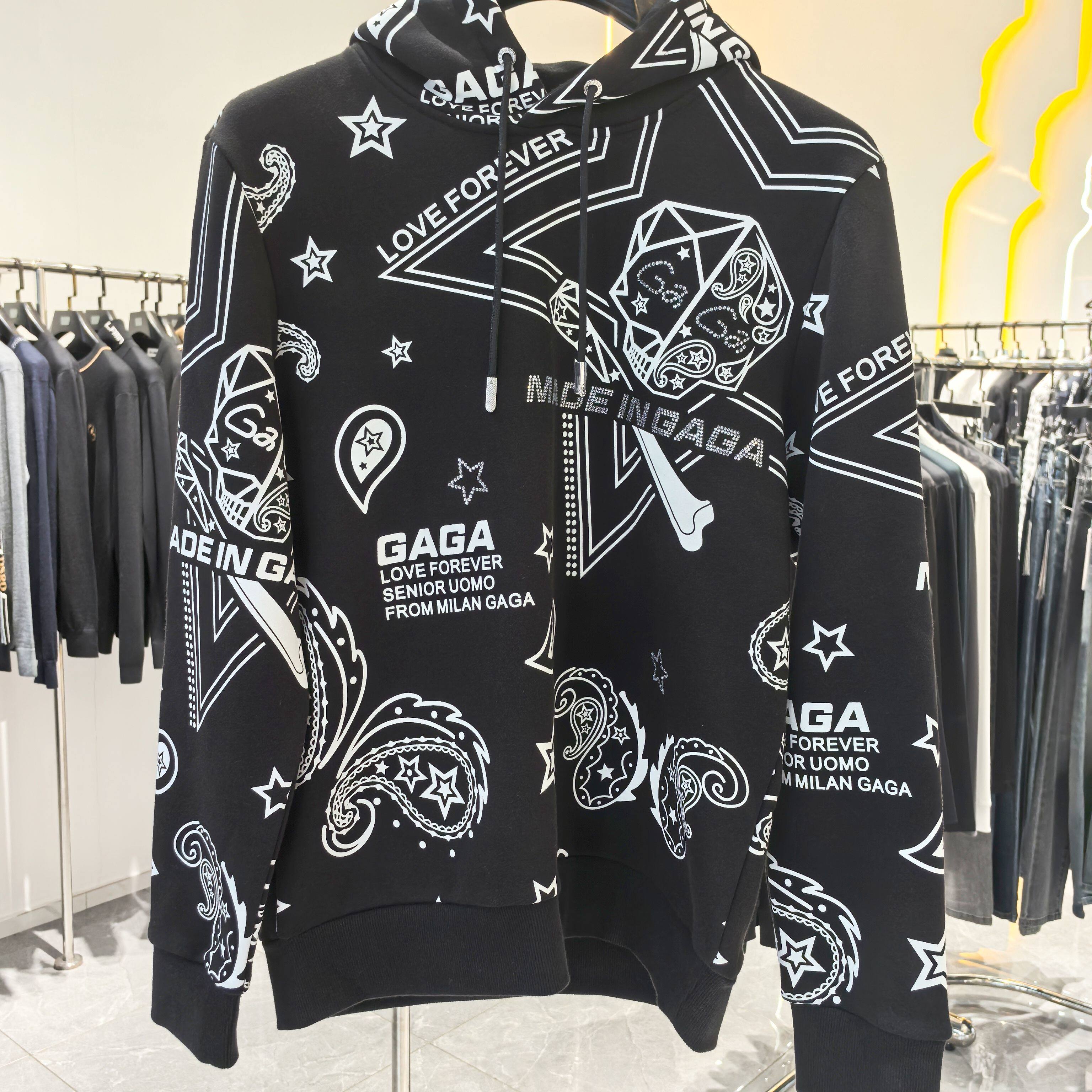 gaga milano意大利轻奢潮牌秋冬男士连帽卫衣厚款宽松版潮流百搭