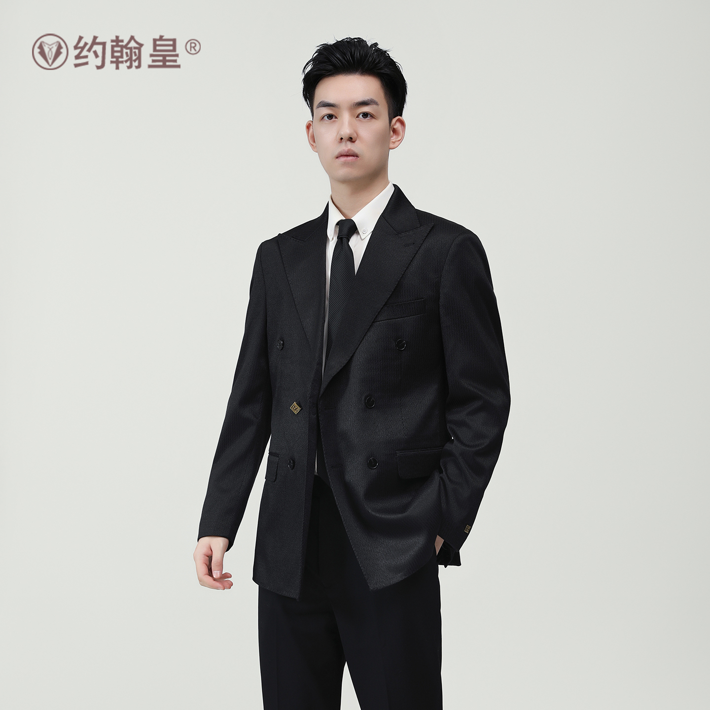 男士双排扣西装外套修身