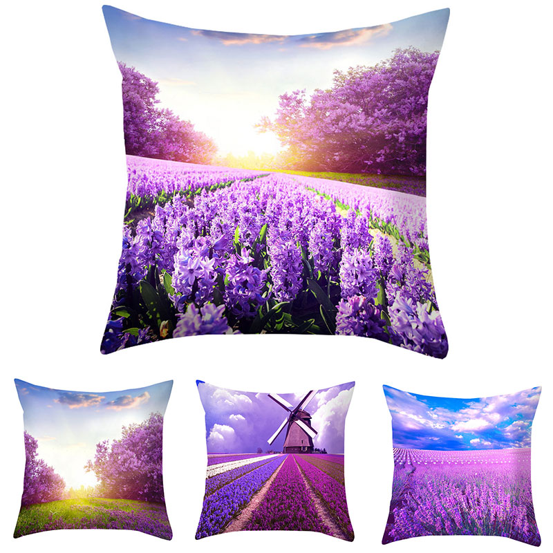 北欧紫色薰衣草沙发靠枕高贵客厅装饰抱枕美容院贵妃椅靠垫咕臣套