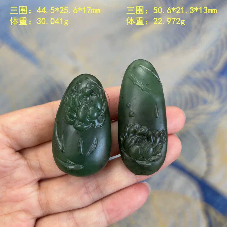 碧玉籽料有余对牌荷花鱼有原皮