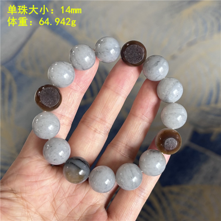 脂份极好的14毫米糖青花圆珠手串