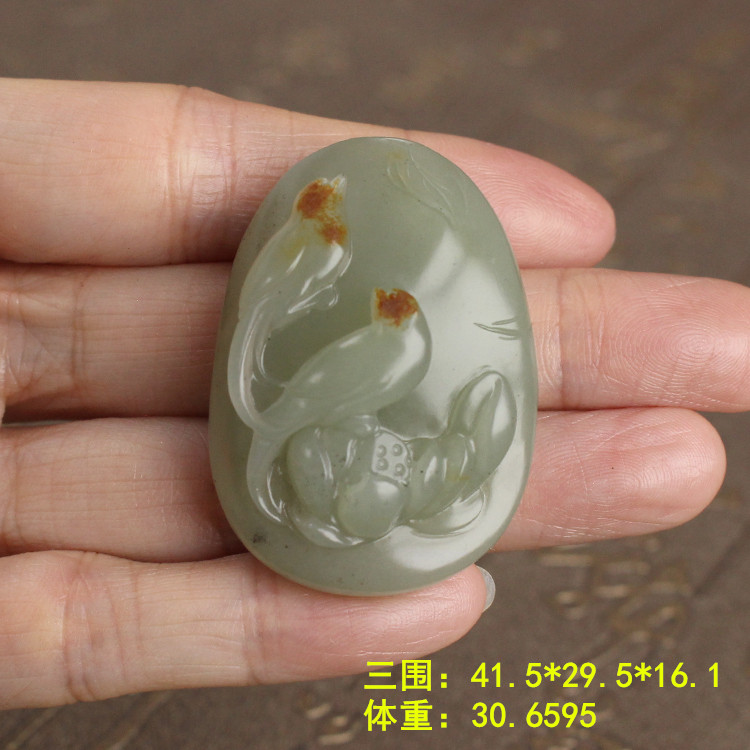 青白玉籽料“喜事连连”挂件