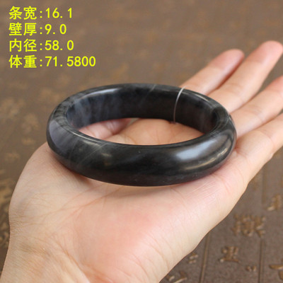58.0超养人老熟墨玉籽料手镯