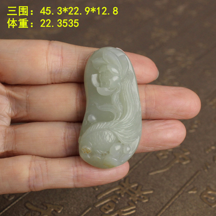 L青白玉籽料&ldquo;连年有余&rdquo;挂件 有原皮 朕&reg;开仓 新疆和田玉
