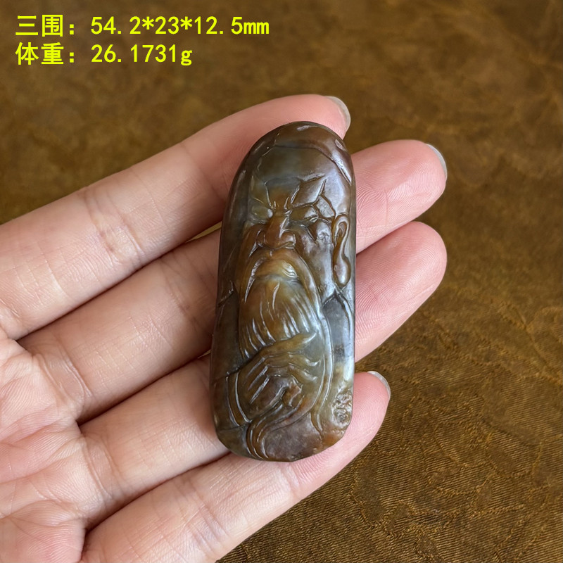 老熟红沁皮籽料关公挂件