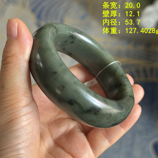 N可扩圈到60手寸 53.7花青料子青玉籽料雕花手镯有原皮朕®开仓