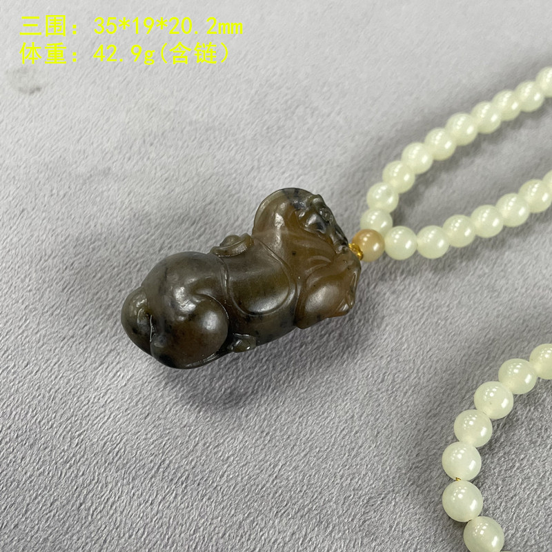 N糖青花籽料&ldquo;唐马&rdquo;挂件套装 无原皮 朕&reg;开仓朕&reg;开仓新疆和田玉