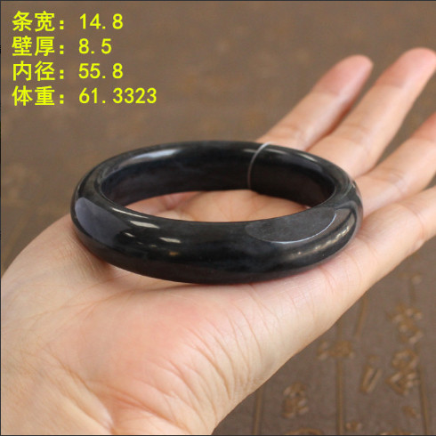 钢板料墨玉籽料55.8手镯 有原皮 朕®开仓新疆和田玉籽料