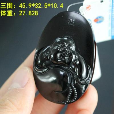 瑷和和田玉塔青超细黑青牌子挂件