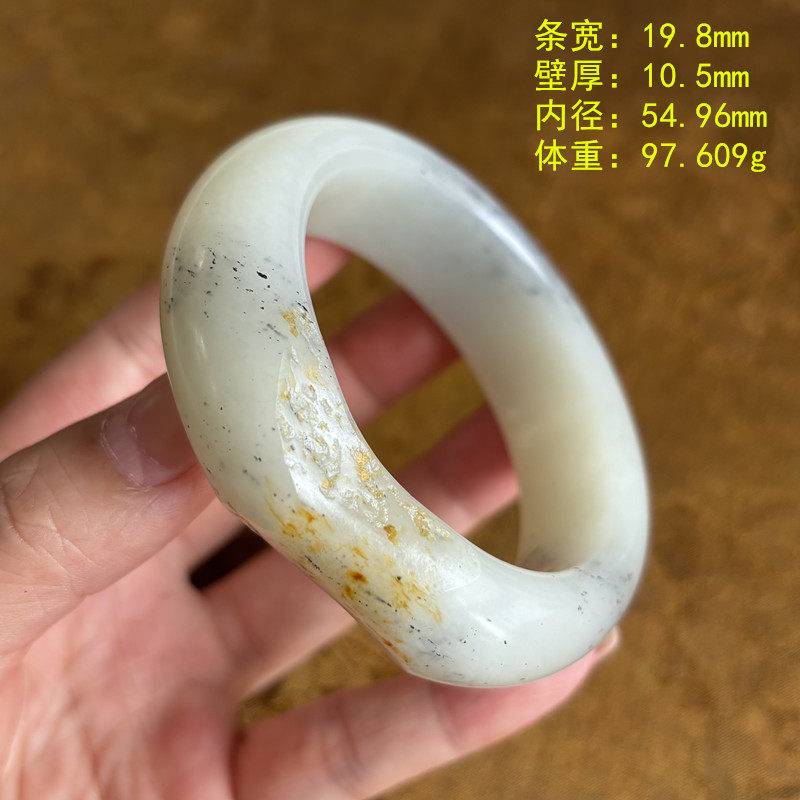 N54.96青花籽料独籽手镯 有原皮 朕®开仓新疆和田玉