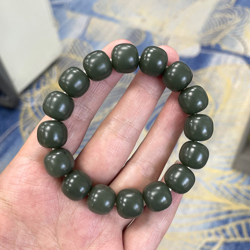 青玉籽料老型珠手串新疆和田玉