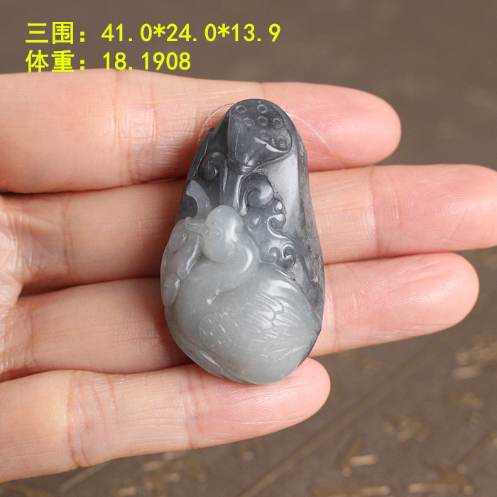 墨玉籽料鹅如意挂件新疆和田玉