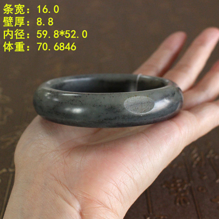 N适合56以内尺寸的墨玉籽料贵妃镯新疆和田玉有原皮朕®开仓