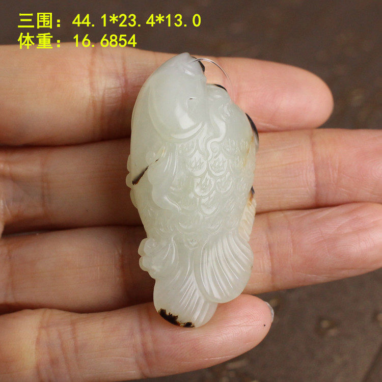 白玉籽料小鱼挂件朕®和田玉