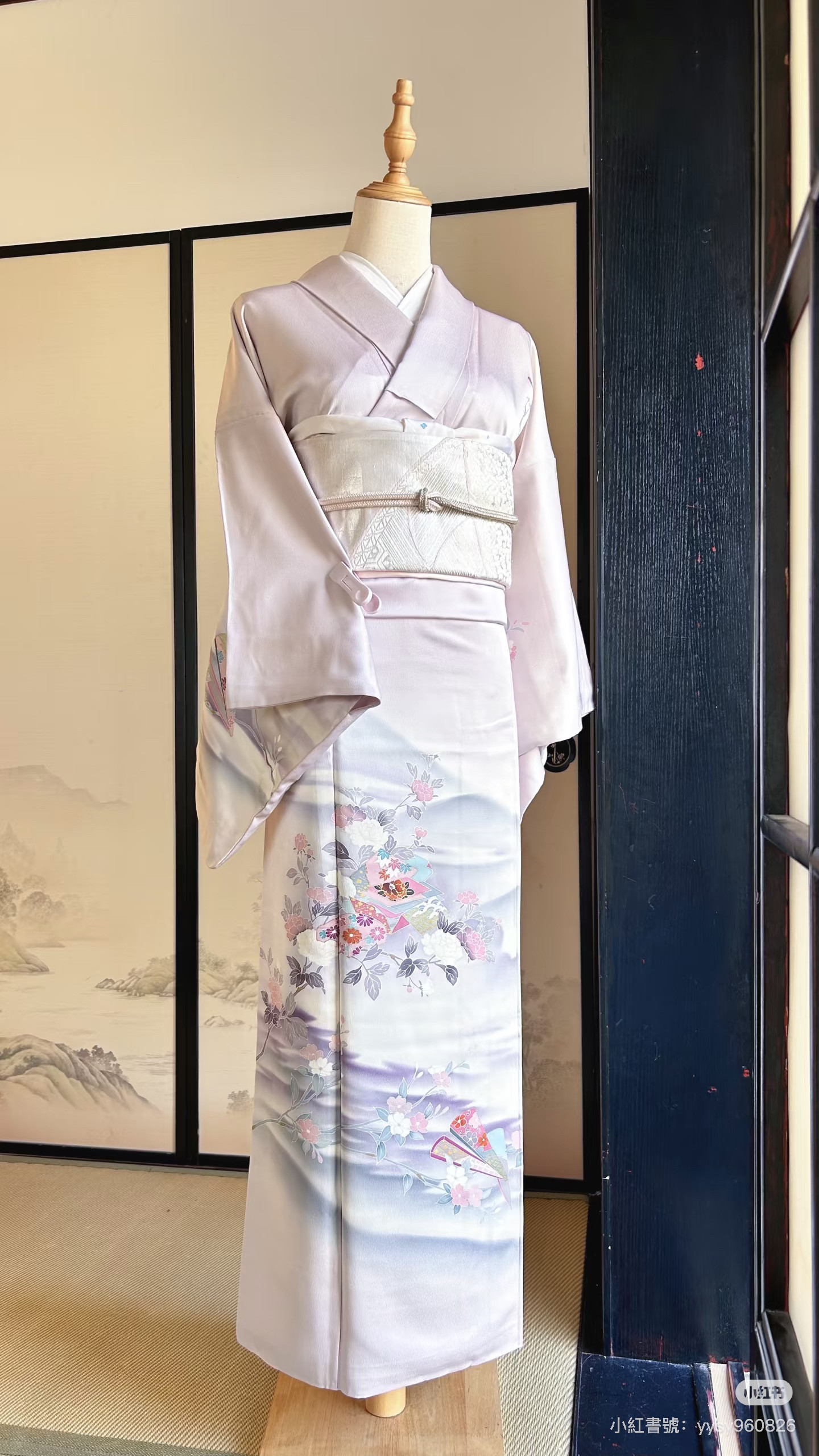 捡漏！日本进口正绢中古真丝桑蚕丝付下访问着正统和服瑕疵